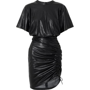 Isabel Marant Etoile 秋冬女人造皮革小黑裙连衣裙