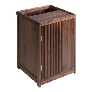 实木茶水柜烧水壶一体茶几黑胡桃木沙发侧边柜可移动边柜边几茶台