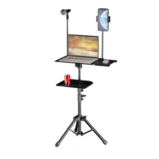 笔记本电脑手机支架站立式办公工作台落地增高桌面置物架室内直播可升降托盘支撑三脚架免打孔便携投影仪支架