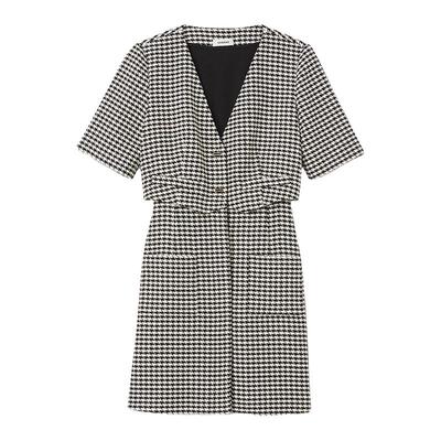 SANDRO千鸟格花呢假两件连衣裙