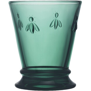 南法乡村La Rochere法国复古绿玻璃水杯浮雕高脚酒杯果汁杯子礼盒