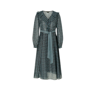 莱芙艾迪儿浪漫荷叶边法式连衣裙秋季印花气质裙子1E3L94014