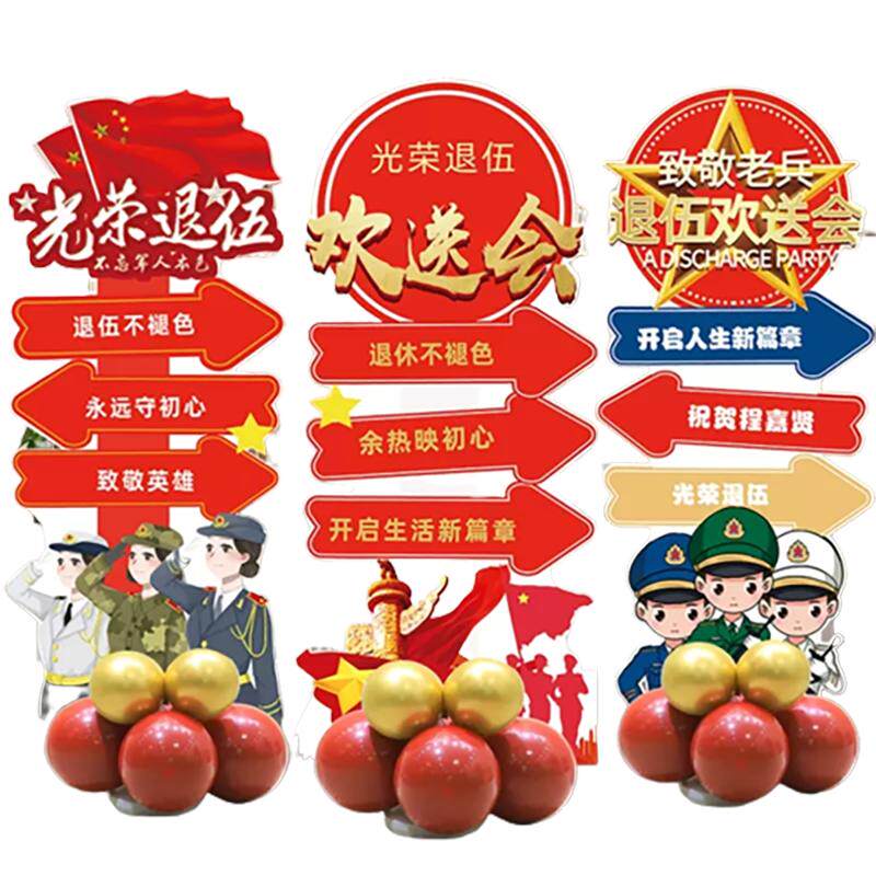 光荣退休退休欢送会离职气球kt板