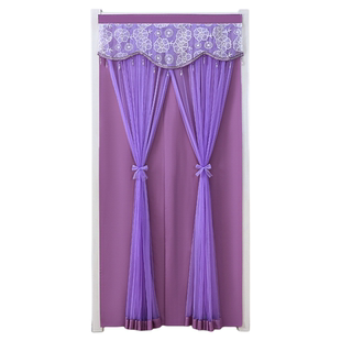 隐私门帘防蚊双层挂帘伸缩杆免打卧室孔防隐私防尘通用四季隔断帘