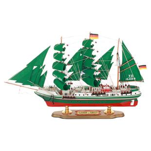 北欧帆船模型德国洪堡号客厅简约装饰摆件木质手工工艺船儿童礼物