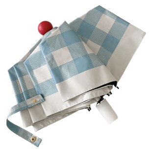 ins简约格子太阳伞防晒防紫外线遮阳伞折叠雨伞女晴雨两用自动伞