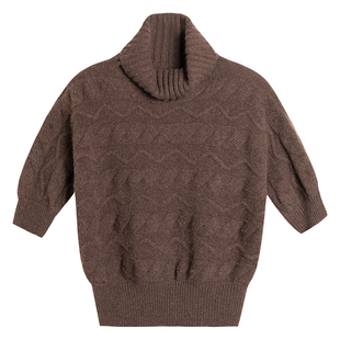 322WORKHOUSE羊驼毛半高领绞花毛衣女2025新款秋冬宽松针织衫B843