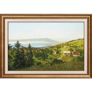 入室玄关装饰画山水风景客厅沙发背景墙挂画欧式餐厅书房画博登湖