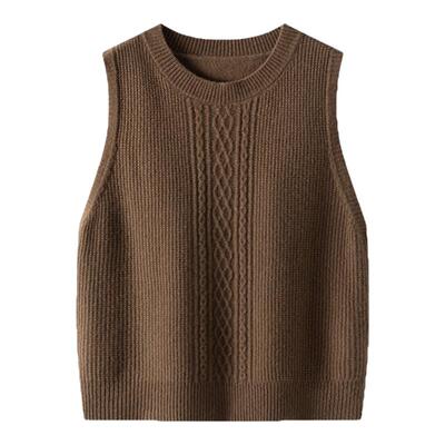 恒源祥纯羊毛针织马甲女2026年新款外搭内穿宽松坎肩圆领毛衣背心