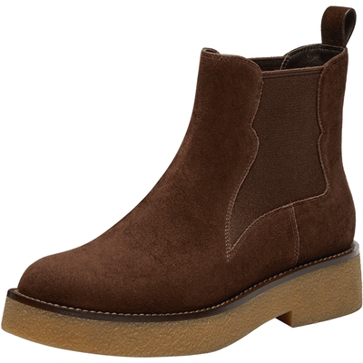 真美诗肉桂卷牛皮厚底切尔西靴