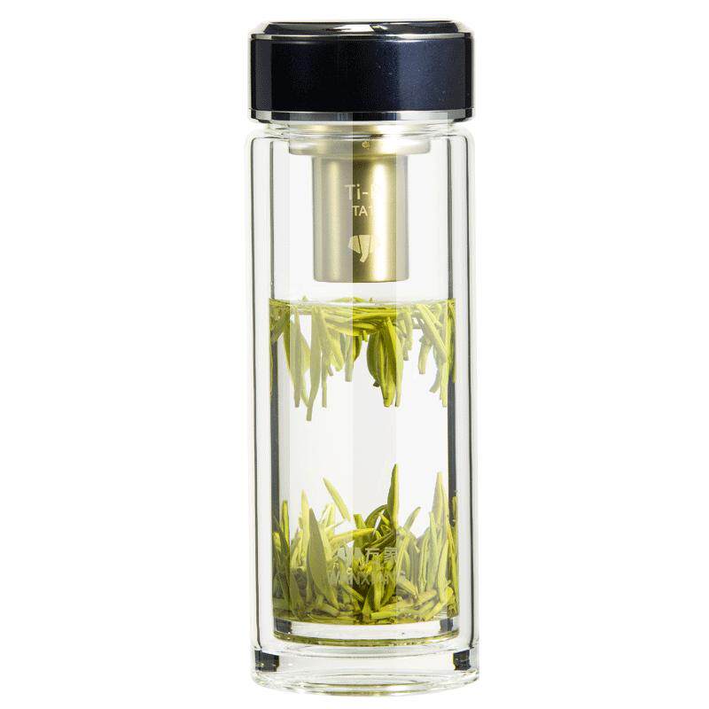 万象商务小清新抗菌双层玻璃杯