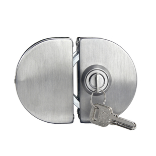 玻璃门锁有框推拉门锁钩锁铝合金304不锈钢包边门锁木门锁免开孔