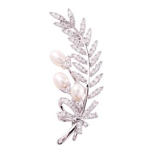 紫罗兰正版羽珠珍珠胸针女时尚高档精致潮胸花别针配饰生日礼物