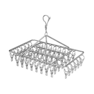 不锈钢晒袜子衣架多夹子阳台防风加粗家用内衣架晾袜架晾晒多功能