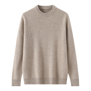 冬季新款100%纯羊毛衫男圆领套头加厚毛衣休闲宽松针织打底羊绒衫