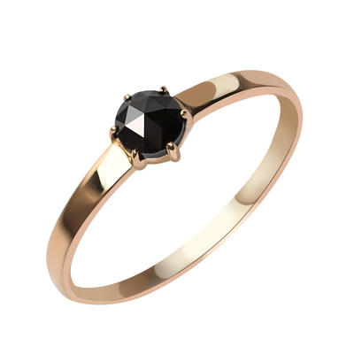 日本制18k金天然黑色钻石戒指