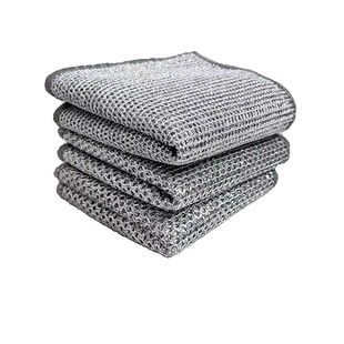 【升级加厚】钢丝抹布钢丝洗碗布厨房银丝不沾油洗锅银丝抹布