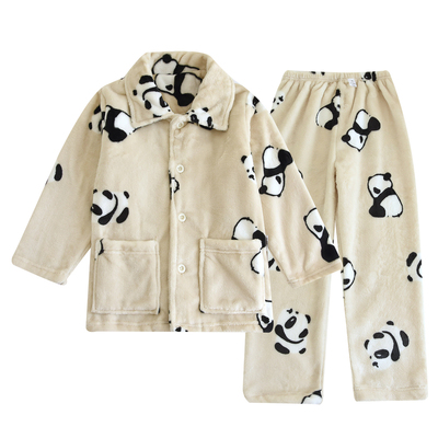 秋冬加厚加绒法兰绒儿童睡衣套