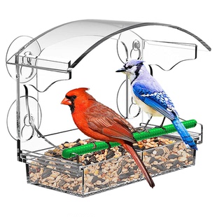 户外悬挂式亚克力喂鸟器鸟笼引鸟野外布施喂食器防雨阳台别墅用