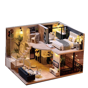 diy小屋惬意时光阁楼别墅手工制作房子建筑玩具模型拼装生日礼物