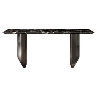 天然奢石餐桌高级感宝格丽黑玫瑰2025新款长方形意式大理石桌子