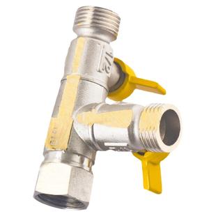 4分三通分水器带开关活接头洗衣机双水龙头分流器四通五通铜球阀