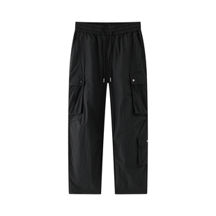 森马休闲裤男夏季宽松弧形裤时尚舒适轻薄款长裤纯色垂感松紧腰裤