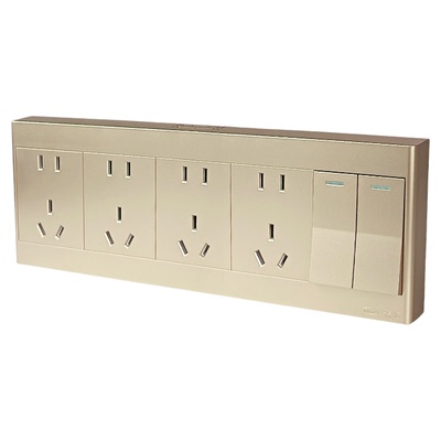 金色明装二开二十孔开关插座面板