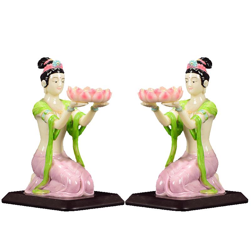 烛台酥油灯座飞天仙女造型