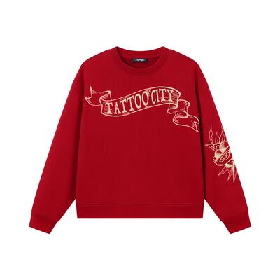 Ed Hardy埃德哈迪2026春季新款女士拔印烫钻套头衫E1SAW233