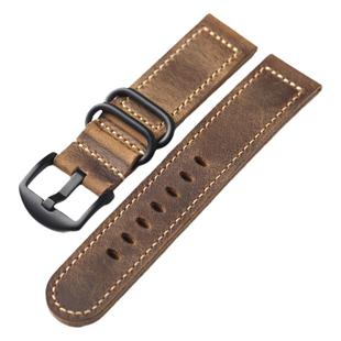 Raystray复古疯马皮表带20 22 24MM厚男表链棕适配精工西铁城真皮