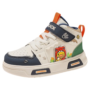 B.Duck小黄鸭童鞋男童板鞋高帮冬季新款儿童鞋子小童棉鞋加绒二棉