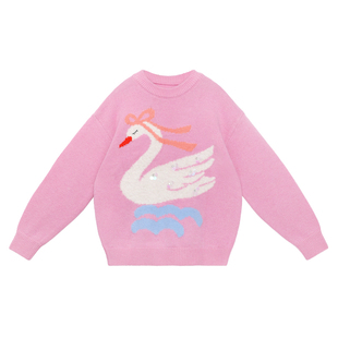 pocoblush【优雅的天鹅】亮闪闪提花毛衣女童秋冬装羊毛保暖上衣