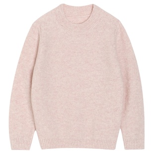 康赛妮儿童纯山羊绒衫男女童粗线单股毛衣宝宝针织简约打底亲子装