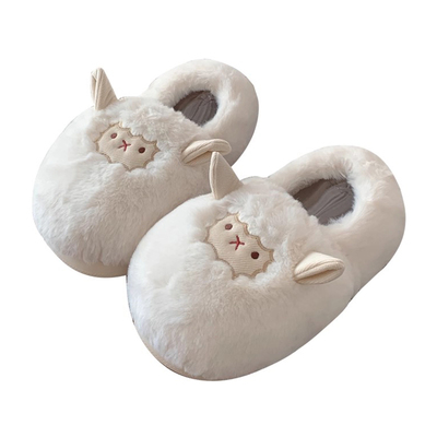 软萌可爱小羊保暖防滑棉拖鞋女冬
