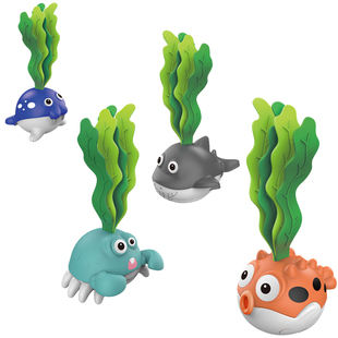 儿童游泳闭气训练教具鲨鱼螃蟹母婴馆海草水下潜水玩具沉底可站立