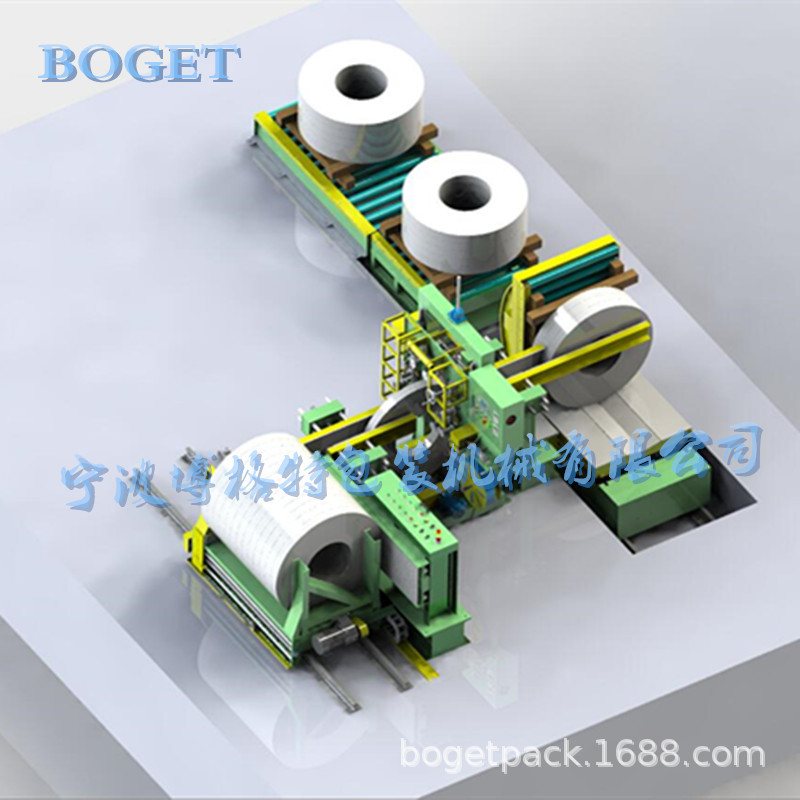 全自动钢卷铝卷缠绕码垛包装线钢带铝带包装机组多行业适用