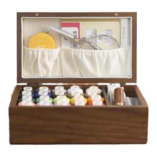 家用复古针线盒套装缝补工具手工实木高级针线包结婚嫁妆高档礼物