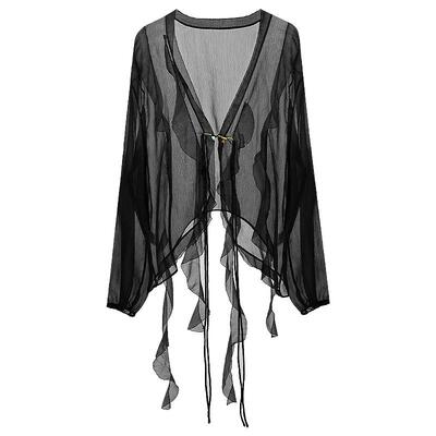 COCOBELLA对丝荷叶边雪纺衫