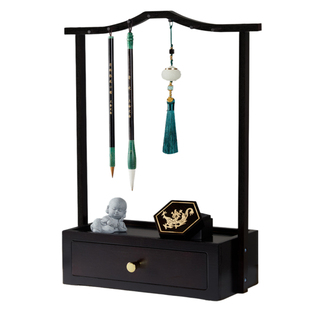 笔架毛笔架楠竹笔挂实木毛笔挂新中式多功能毛笔挂架收纳置物架文房四宝摆件书法收纳架挂毛笔的笔架托学生用