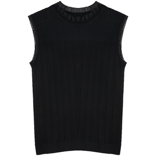 Lavinia官方天丝上衣女春秋新款高级蕾丝针织小衫背心小香风修身