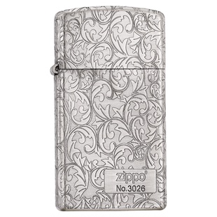 zippo正品打火机 古银唐草纤巧窄机官方旗舰店防风煤油送男友礼物