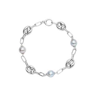 【自营】Idokawa真多麻色灰调珍珠手链巴洛克天然海水珍珠手饰品