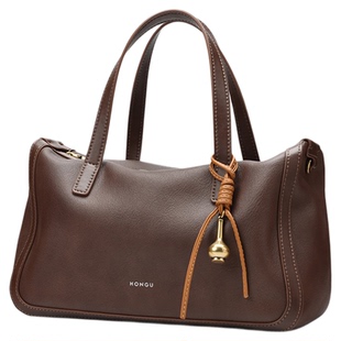 红谷包包2025新款真皮大容量单肩手提包复古高级感波士顿包女士包