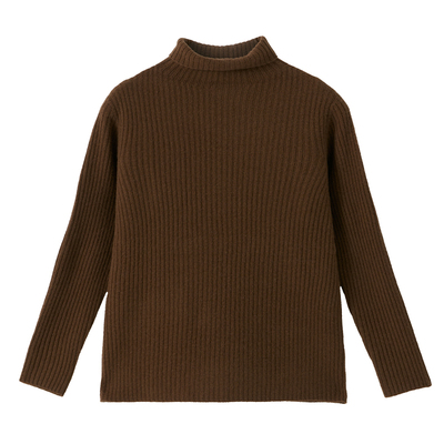 100羊毛高领坑条针织衫