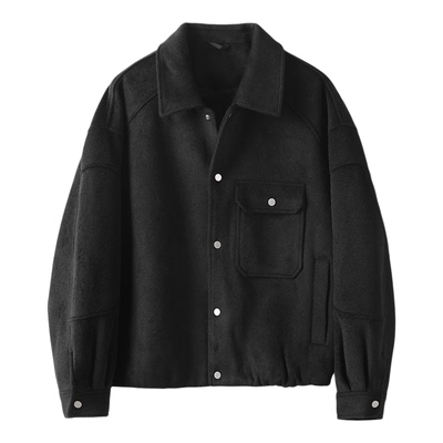 LUUD boxy短宽版型绵羊毛混纺毛呢夹克男冬季极简风磨毛翻领外套