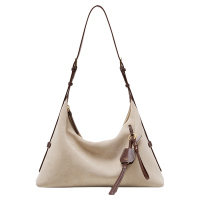 璞行单肩斜挎麂皮hobo包