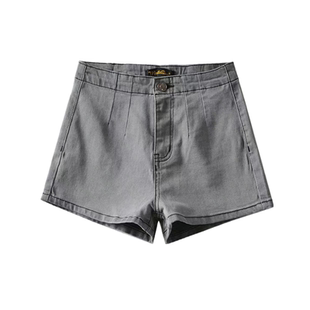 欧美风中高腰法式简约AA薄牛仔短裤女夏季显瘦百搭修身显腿长热裤