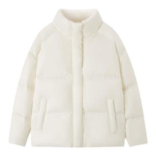 陈都灵同款丨森马羽绒服女鹅绒立领2025冬季新款白色短款无帽外套