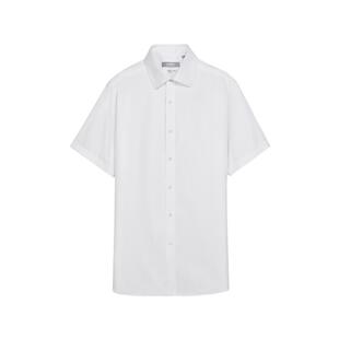 【亚麻免烫衬衫】金利来新款莱赛尔天丝易打理正装短袖衬衫白色男